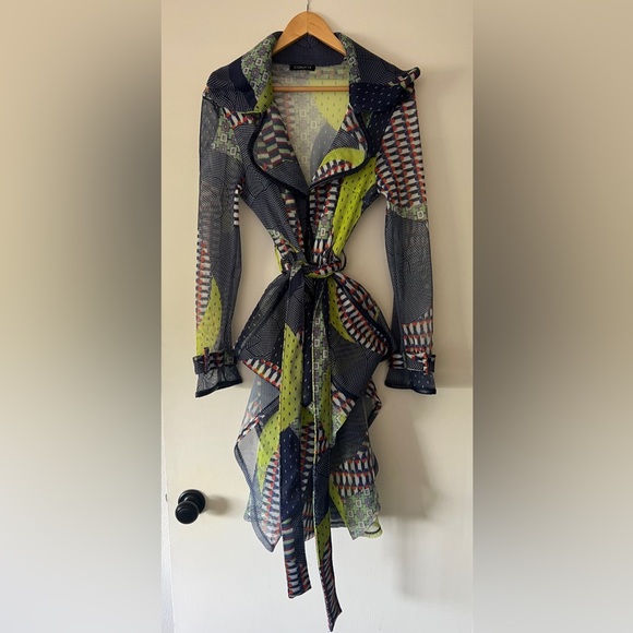 Colorful Geometric Patterned Wrap Dress - Picture 2 of 6